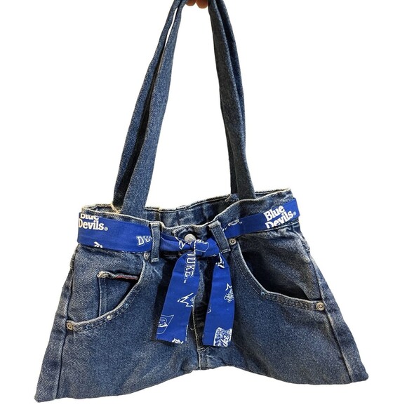 Duke Devils Jean Denim Bag Tote Shoulder Satchel Wrangler Handmade - Picture 1 of 16